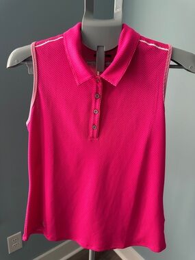 adidas Golf Sleeveless Polo Tank Top in Bright Pink